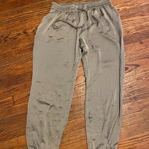 Zara Lightly Worn Olive Satin Pull up Pants - L